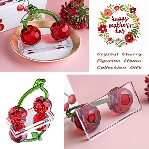 Crystal Red Cherry Figurine Collectible Decoration