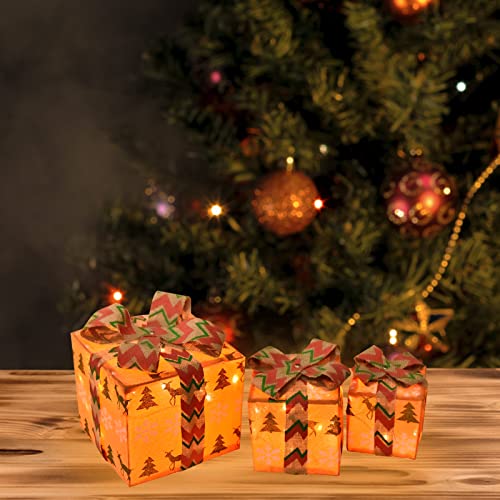 Set of 3 Christmas Lighted Gift Boxes