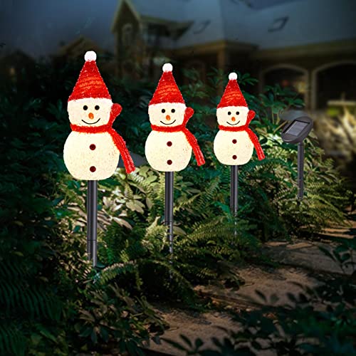 3 Pack Christmas Snowman Solar Pathway Lights