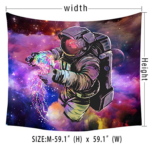 Astronaut Hippie Colorful Spaceman Tie Dye Tapestry 59.1x59.1"