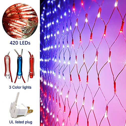 420 LED USA Flag Net Patriotic Lights Hanging Ornaments