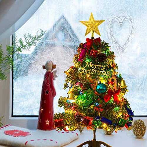 19.68 Inch Mini Christmas Tree w/ LED Lights & 18 Pcs Ornament