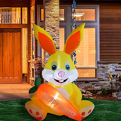 4ft  Easter Bunny  Blow Up Yard Decorations w/ Build-in Led Lights