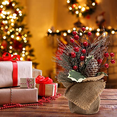 10-Inch Small Tabletop Christmas Tree with Red Berries