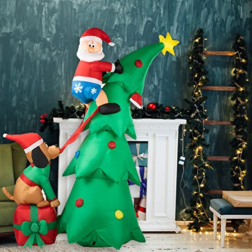 6.9FT Inflatable Christmas Tree w/ Santa Claus and Dog