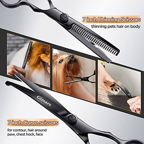 4CR Stainless Steel Safety Round Tip 6 in 1 Professional Dog Grooming Scissors Kit