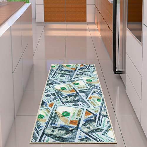 $100 Dollar Bill Runner Rug, Multicolor,