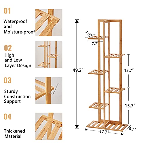 Bamboo 6 Tier 7 Potted Plant Stands