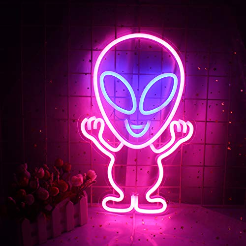 LED Alien Neon Signs (15.7"x10") w/ USB Operated Wall Decor