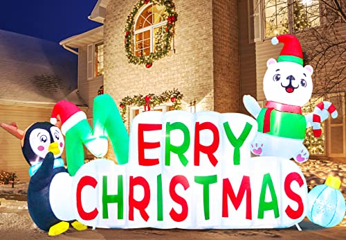 9.5 Ft Long Merry Christmas Inflatable Decorations