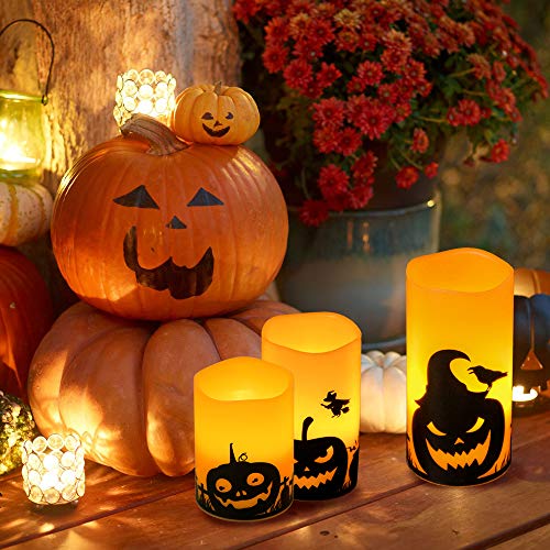 Halloween Flameless Flickering LED Candles with 6-Hour Timer