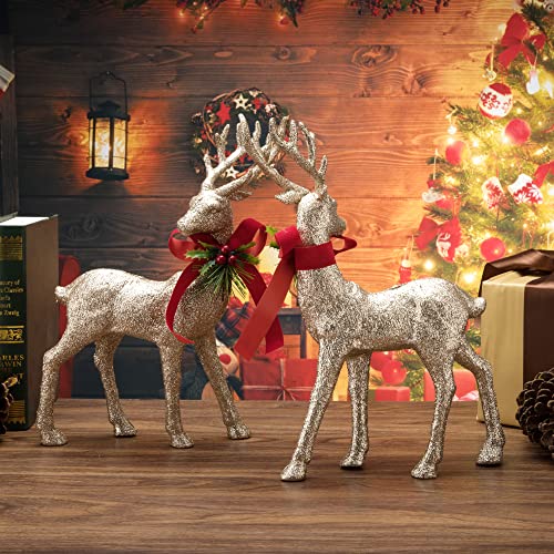 2 Pcs Glitter Reindeer Christmas Decoration