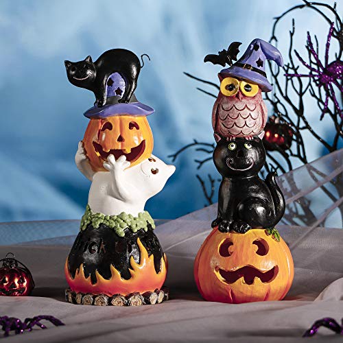 Halloween Decorations Pumpkin Figurines w/ LED Lights
