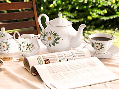 21-Piece Porcelain Ceramic Coffee Tea Sets, Cups& Saucer Service for 6