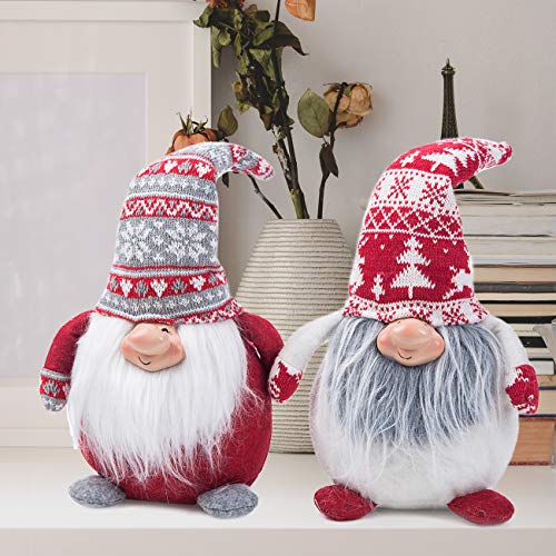 Set of 2 Handmade Christmas Gnomes Plush Swedish Tomte Santa Figurine Christmas Scandinavian Tomte Elf Decoration Ornaments