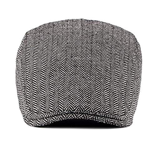 2 Pack Men's Cotton Flat Cap Ivy Gatsby Newsboy Hat (M)