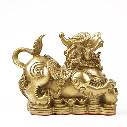 Set of 2 Feng Shui pixiu/pi yao Statue Figurine Attract Good Luck Wealth Decoration Sculpture Golden