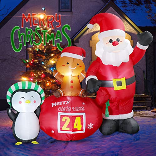 7FT Christmas Countdown Blow up Decoration w/ LED Lights