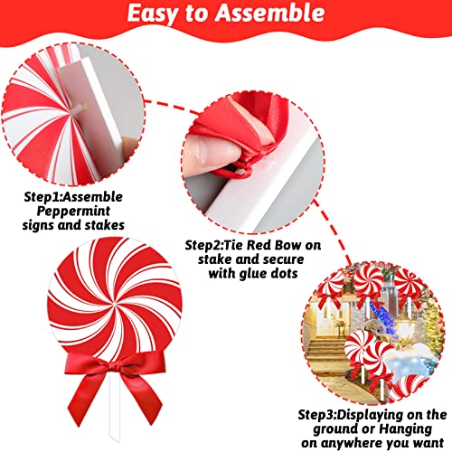 12 Pieces Christmas Peppermint Yard Stakes Decoration