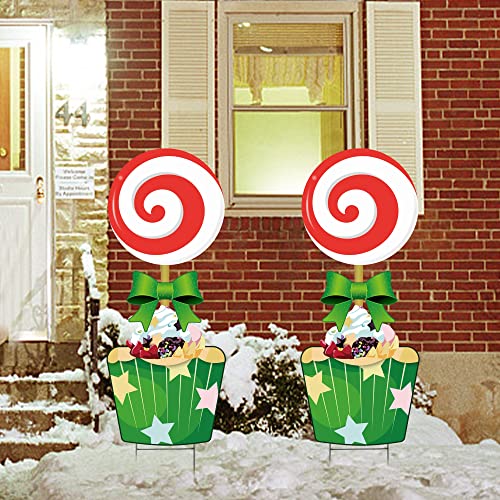 2 Packs Christmas Yard Sign Candy with Stakes