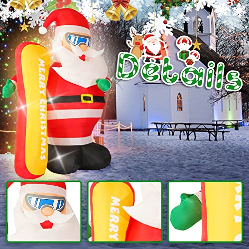 7FT Inflatable Santa Claus w/ "Merry Christmas" Ski, Lighted Christmas Decoration