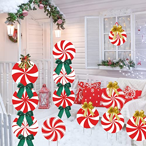 12 Pieces Christmas Peppermint Yard Stakes Decoration