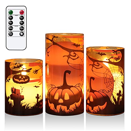 Halloween Flameless Flickering LED Candles with 6-Hour Timer