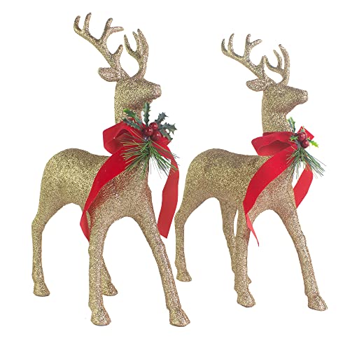 2 Pcs Glitter Reindeer Christmas Decoration