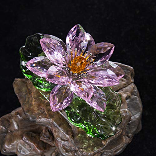 Pink Sparkle Crystal Hue Reflection Crystal Lotus Flower