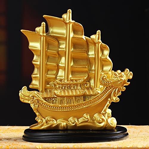 Sailing Wealth Ship Feng Shui Decorative Gold Sailing Boat Décor for Fortune