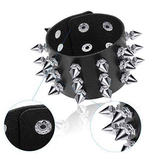 6 Pcs Punk Studded Bracelet Leather Rivets Cuff (Classic Style)