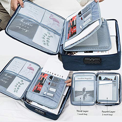 Document Organizer w/ Safe Code Lock & Storage Pouch