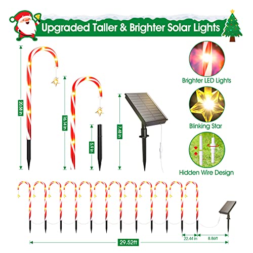 12 Pack Solar Candy Cane Lights Christmas Decoration