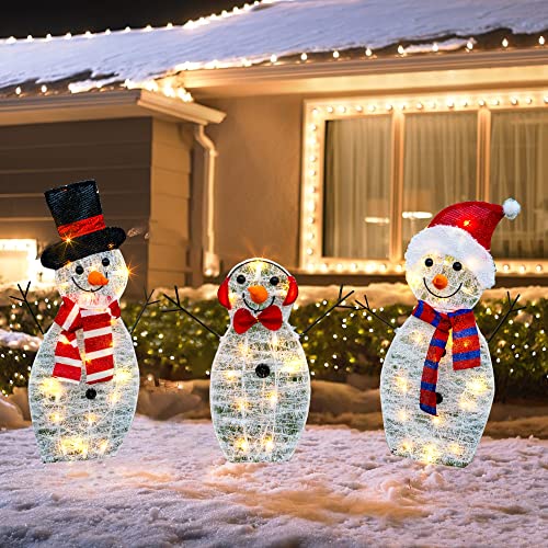 55 L Lighted Snowman Family Christmas Decoration