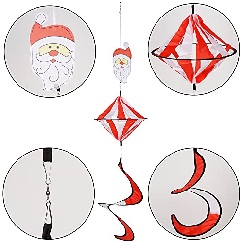 Set of 6 Wind Spiral Windsock Spinner w/ Santa Claus Reindeer, Xmas Ornaments