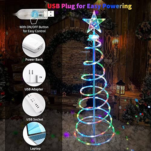 4Ft Spiral Christmas Tree Lights Decoration, 16 Color LED w/ Timer & Remote