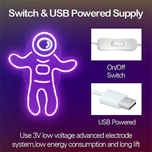 Astronaut Neon Light USB Powered w/ ON/Off Switch - Pink