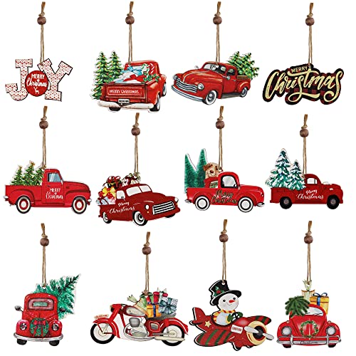 12 Pcs Wooden One-side Printed Christmas Decorations