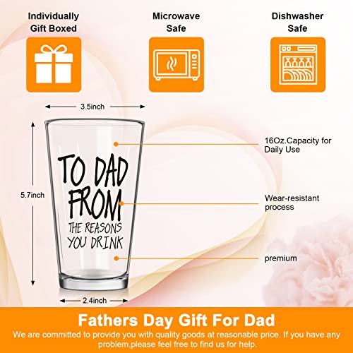 Christmas Gifts for Dad Men-16 OZ Funny Beer Glass