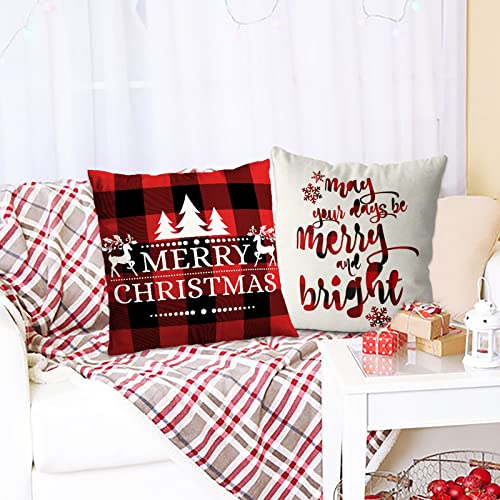 Set of 4 Christmas Decorations Pillow Covers 18x18 Inch