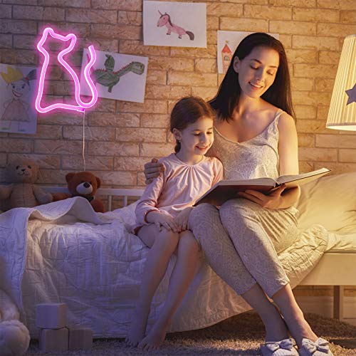 LED Cat Neon Lights for Wall Decor,Battery or USB Operated