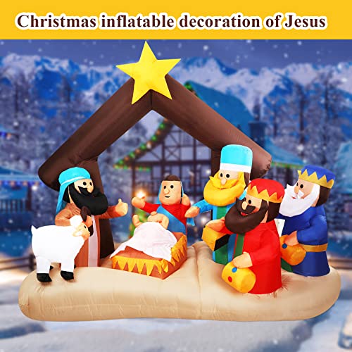 6.5 ft Christmas Inflatable table Nativity Scene with LED Lights