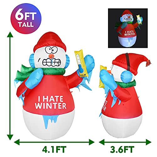 6ft Christmas Snowman Inflatable with Built-in LEDs