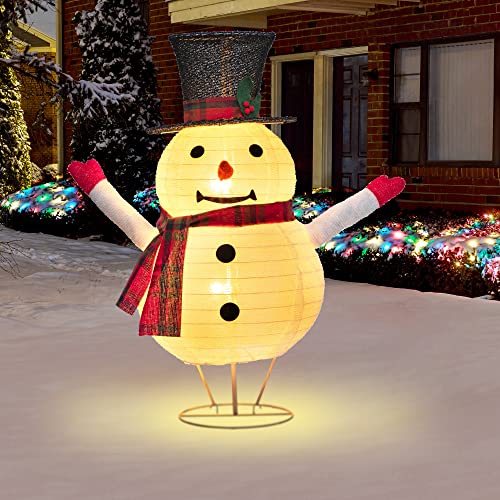 2.3 FT Lighted Snowman Christmas Decorations Collapsible Plug-in Power