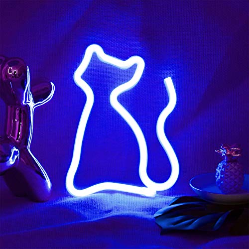 LED Cat Neon Lights for Wall Decor,Battery or USB Operated