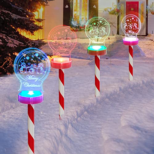 4 Pack Color Changing Christmas Solar Pathway Lights