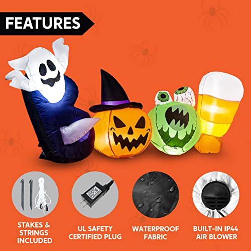 6 FT Long Halloween Inflatable Boo Words w/ LEDs