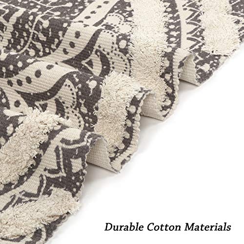 Boho Mandala Runner & Area Rug, Black and Cream