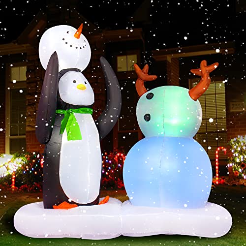 7 FT Christmas Inflatable Penguins with Snowman