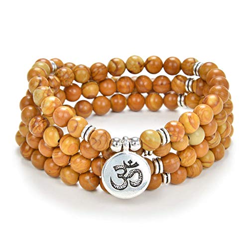 Yoga Symbol Pendant Charm 108 Mala Beads Meditation Bracelet Necklace